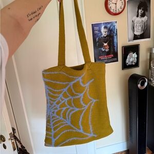 Urban Outfitters Periwinkle + Chartreuse Spiderweb Tote